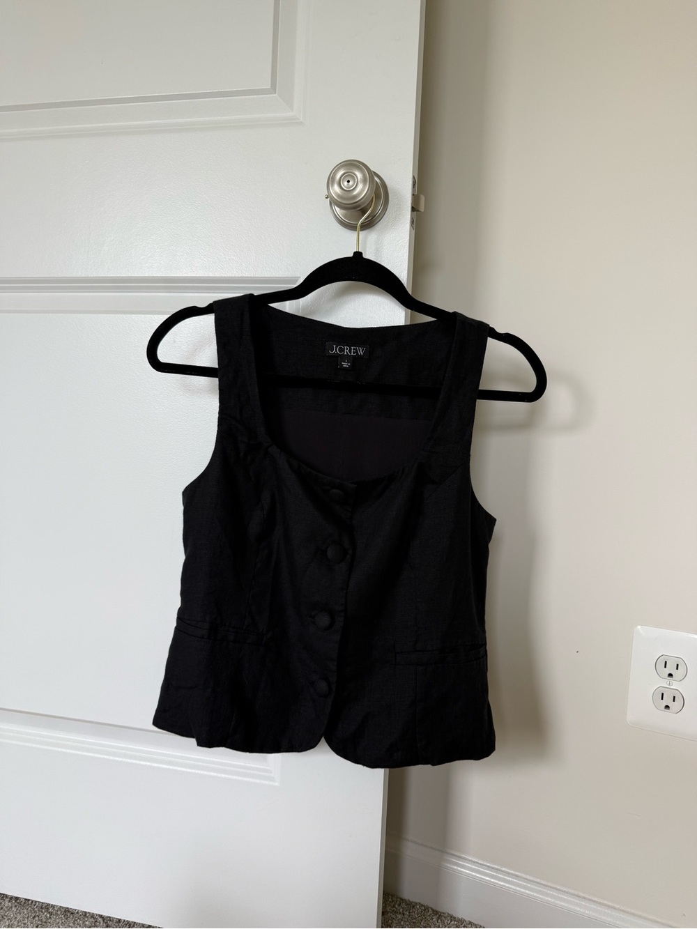 J. Crew Black Linen Vest